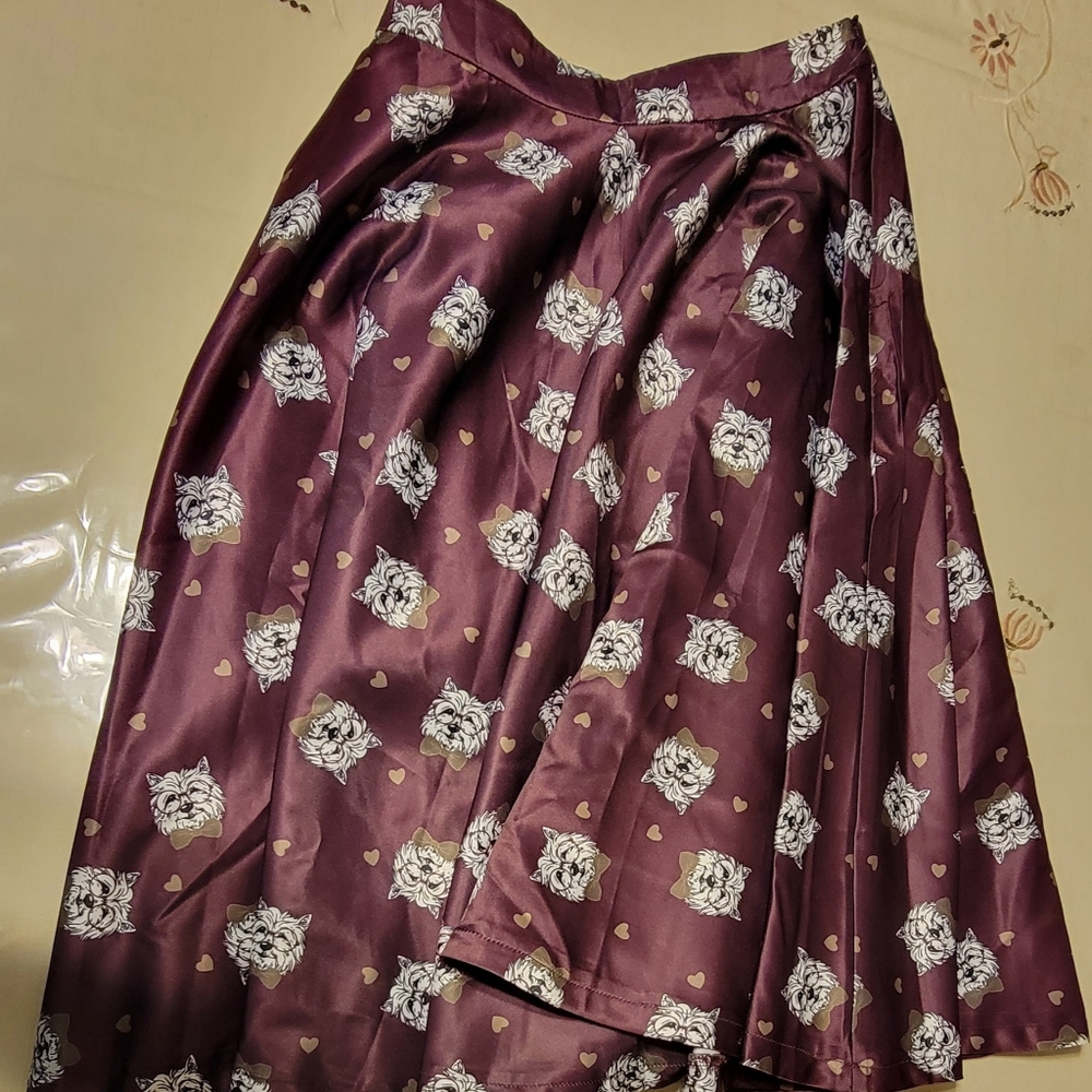 Lindy Bop - Maroon skirt with dogs and glasses